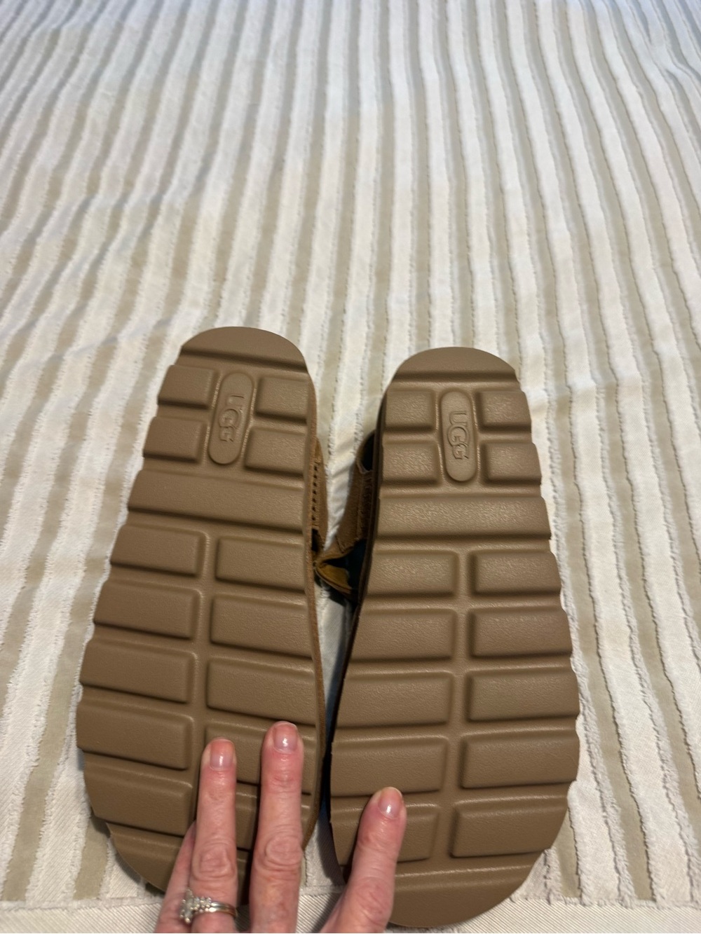 UGG Sunglaze Platform Tan Suede Strappy Sandals - Picture 2 of 3